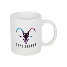 Taza - jarra - de cerámica de 330 ml color blanco con símbolo del zodiaco Capricornio CM
