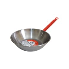 Sartén hondo plateado de 22 cm con mango rojo La Ideal