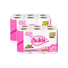 Papel sanitario doméstico doble hoja Acácia (2 x 12 U)