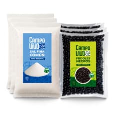 Combo de grano y sazón Campo Vivo #11: Sal fina común + Frijoles negros
