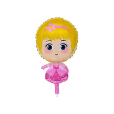 Globo metálico con forma de princesa rubia con vestido rosado para fiestas y cumpleaños DBCY