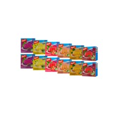 Gelatina sabor uva + Gelatina sabor piña + Gelatina sabor melocotón + Gelatina sabor maracuyá + Gelatina sabor fresa + Gelatina sabor cereza