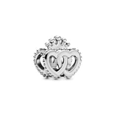 Charm de plata S925 estilo Pandora corazones majestuosos unidos