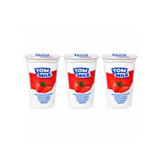 Yogurt pasteurizado sabor fresa con trocitos de frutas Tom Milk (3 x 500 g / 1.10 lb)