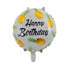 Globo con cartel de Happy Birthday y diseño con piñas amarillas 18 pulgadas Ballon