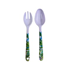 Cuchara y tenedor color blanco con dibujos variados Gutza