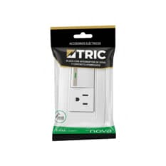 Placa con interruptor de 3 vías y contacto aterrizado Tric Nova