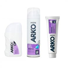 Gel de afeitar sensible + Bálsamo para después del afeitado sensible + Crema de afeitar para pieles extra sensibles.