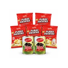Combo Frijoles negros cocidos Sabrosísimo (2 x 400 g / 14.11 oz) +  Puré de puras patatas instantáneo Sabrosísimo (5 x 40 g / 8.82 oz)
