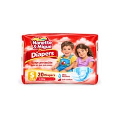 Pañales desechables para bebé talla S Nanette & Migue (20 U)