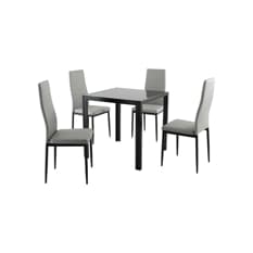 Juego de comedor Dowell: mesa con 4 sillas gris claro