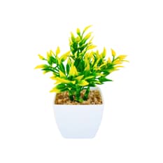 Maceta con plantas artificial verde y amarillo Tiara
