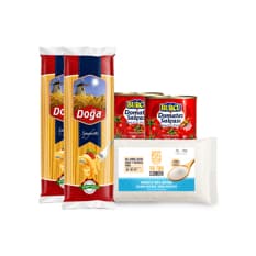 Combo espagueti básico #2: Espaguetis Doga + Pasta de tomate Burcu + Sal fina común Cosecha Real