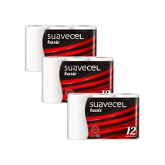Pack Ahorro Papel Higiénico Básico Suavecel (3 x 12 U)