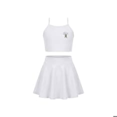 Conjunto blanco de blusa y saya para niñas Torbex