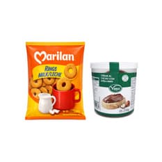 Crema de cacao con avellanas Vima Foods (210 g / 7.41 oz) + Galleta de leche con forma de rosquilla Rings Marilan (300 g / 10.58 oz)