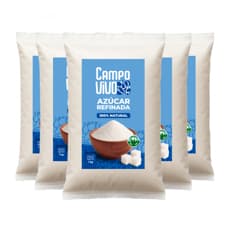 Azúcar blanca refinada Campo Vivo (5 x 1 kg / 2.2 lb)