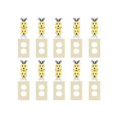 Set de 10 tomacorrientes doble de 125 V / 15 A con tapas Troen