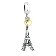 Charm colgante de plata S925 estilo Pandora torre Eiffel con corazón