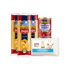 Combo espagueti básico #3: Espaguetis Doga + Pasta de tomate Burcu + Sal fina común Cosecha Real