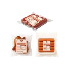 Chorizos rojos + muslos de pollo al carbon + croquetas de jamon