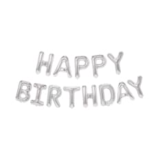 Cartel de Happy Birthday color plateado-16 pulgadas Balloon