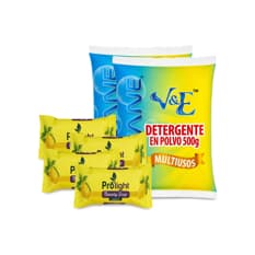 Combo de higiene y limpieza #12: Detergente en polvo multiuso con aroma floral Lavane + Jabón de belleza con fragancia a limón Prolight