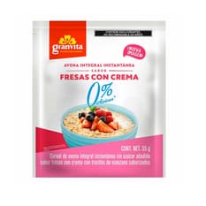 Avena integral instantánea sin azúcar sabor fresa con crema Granvita (35 g / 1.23 oz)