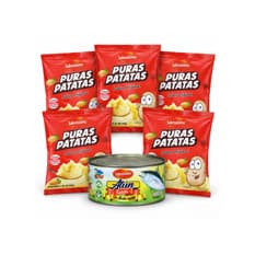 Combo Trozos de atún en aceite Sabrosísimo (1 kg / 2.2 lb) + Puré de puras patatas instantáneo Sabrosísimo (5 X 40g )