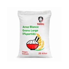 Arroz de grano largo 5% de grano partido Tatine (25 kg / 55.1 lb)
