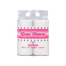Papel higiénico 2 capas Rosas Blancas (4 U)