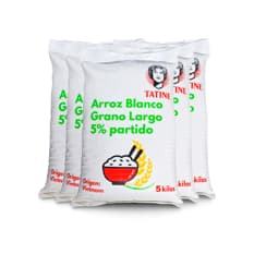 Arroz de grano largo 5% de grano partido Tatine (5 x 5 kg / 11.02 lb)