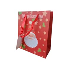 Bolsa de regalos Merry Christmas roja cara Santa Claus P53