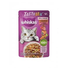 Alimento para gatos adultos con sabor a atún y salmón con zanahoria y chícharos en salsa Tasty Mix Whiskas (75 g / 2.64 oz)