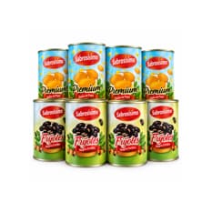 Combo Frijoles negros cocidos Sabrosísimo (4 x 400 g / 14.11 oz) + Dados de papa enlatado Sabrosísimo (4x 425 g / 14.99 oz)