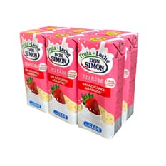 Bebida refrescante mixta de zumo de fruta + leche de sabor fresa plátano Don Simon (6 x 200 ml)