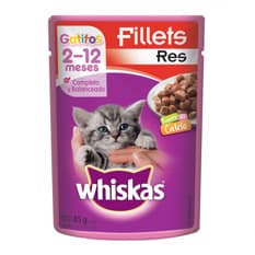 Alimento para gatitos de 2 a 12 meses filetes de res Whiskas (85 g / 2.99 oz)