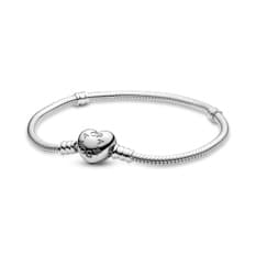 Pulsera de plata S925 estilo Pandora Moments con cierre de corazón (18 cm)