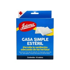 Gasa simple estéril 10 cm x 10 cm Jaloma (10 U)