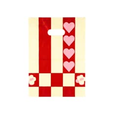 Bolsa de nylon con asa troquelada y diseño decorativo con cuadros, corazones y pequeñas flores Tiara