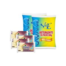 Combo de higiene y limpieza #9: Detergente en polvo multiuso con aroma floral Lavane + Jabón de lavar con enzimas Prolight