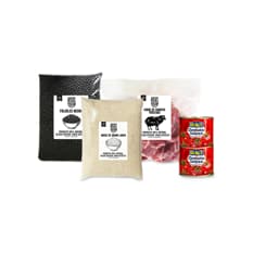 Combo criollo #14: Carne de carnero troceada Cosecha Real + Pasta de tomate Burcu + Arroz de grano largo Cosecha Real + Frijoles negros Cosecha Real