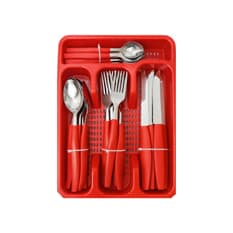 Juego de cubiertos de 25 piezas color rojo DulceHogar