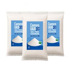 Sal fina común Campo Vivo (3 x 500 g / 1.1 lb)