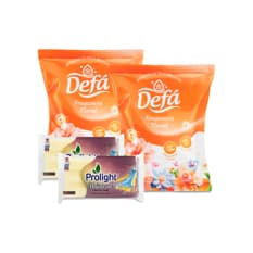 Combo de jabones y detergentes #10: Detergente en polvo multiusos fragancia floral Defá +Jabón de lavar con enzimas Prolight