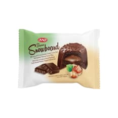 Pastel de chocolate relleno y cubierto con crema de cacao y avellanas Snowboard Brawo ANI (40 g / 1.41 oz)