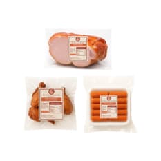 Lomo de cerdo ahumado sin piel y sin hueso + Muslos de pollo al carbón + Croquetas de jamón