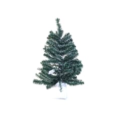 Árbol de navidad artificial de color verde con puntas blancas con base blanca 90 cm Casa y Menaje