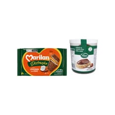 Crema de cacao con avellanas Vima Foods (210 g / 7.41 oz) + Galleta triple capa sabor chocolate con coco Distracao Marilan (280 g / 9.88 az)