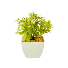 Maceta con plantas artificial verde claro y blanco Tiara